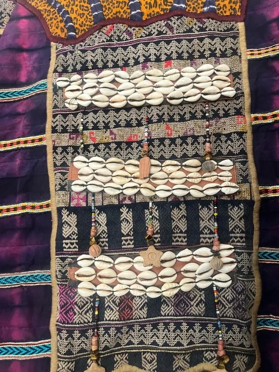 One of a kind. Patchwork Embellished Multicolor Bomber Jacket with Shell Accents - Picture 10 of 16